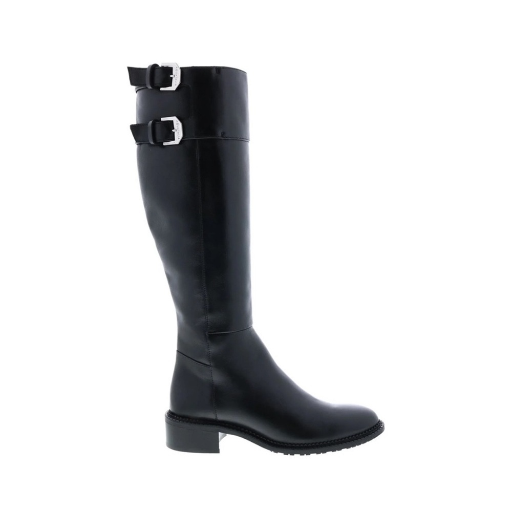 New Aquatalia Orsyn Calf Black Leather Zipper Knee High Boots Size 7